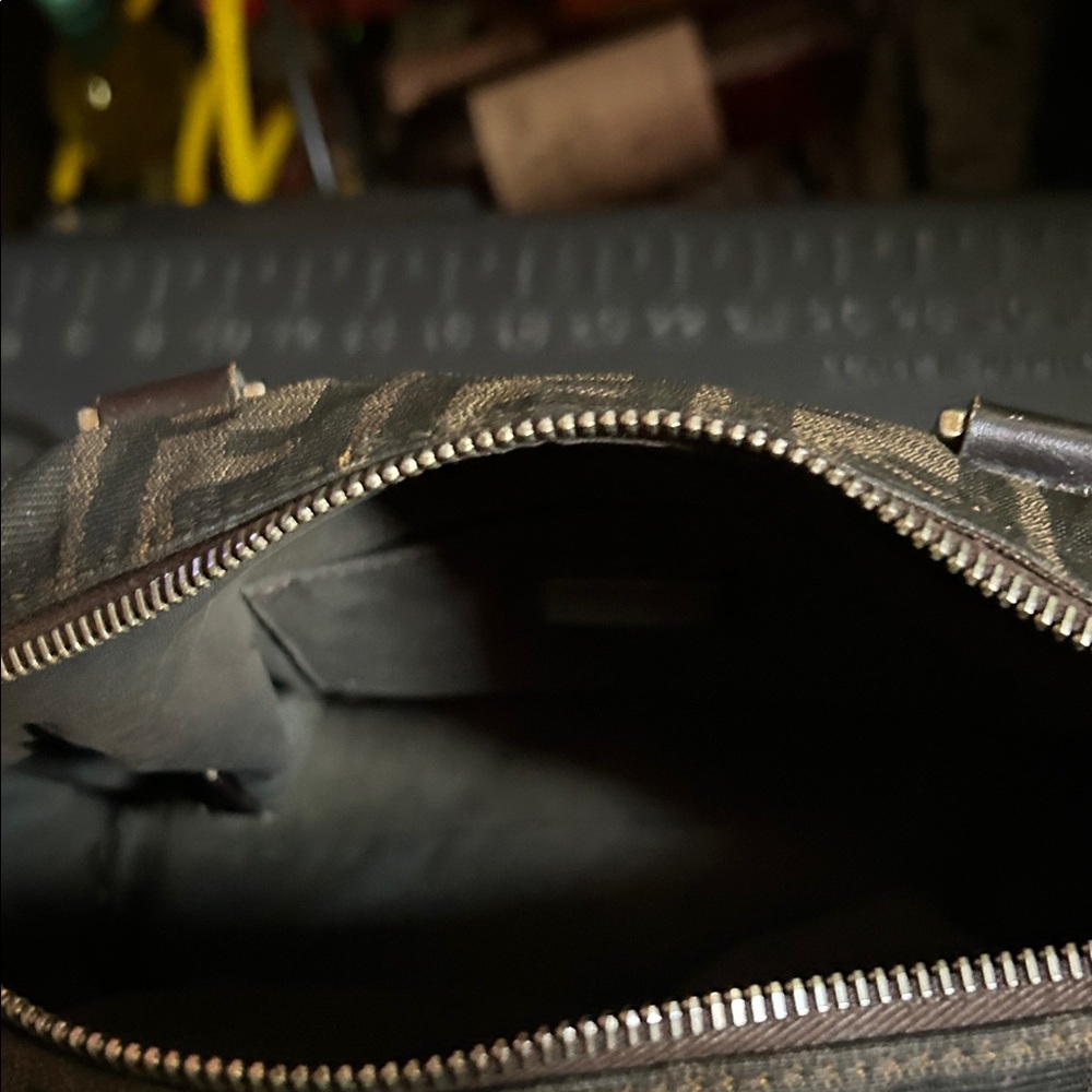 Fendi Zucca Monogram Canvas Handbag in Dark Brown and Black - Picture 5 of 9